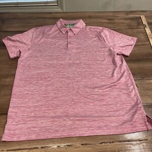 Birdie Bound Shirt Men L Pink Striped Performance Golf Polo Casual Athleisure
